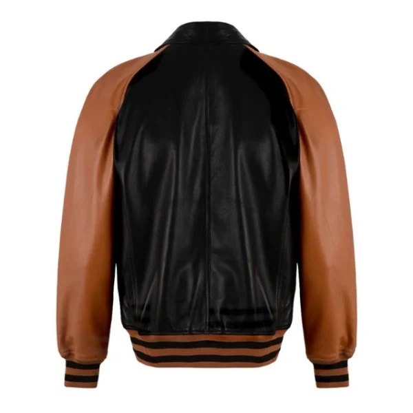 Giacca college da baseball bomber in pelle di agnello da uomo