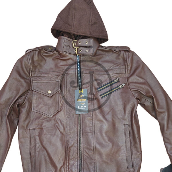 Giubbotto bomber da motociclista con cappuccio rimovibile da uomo