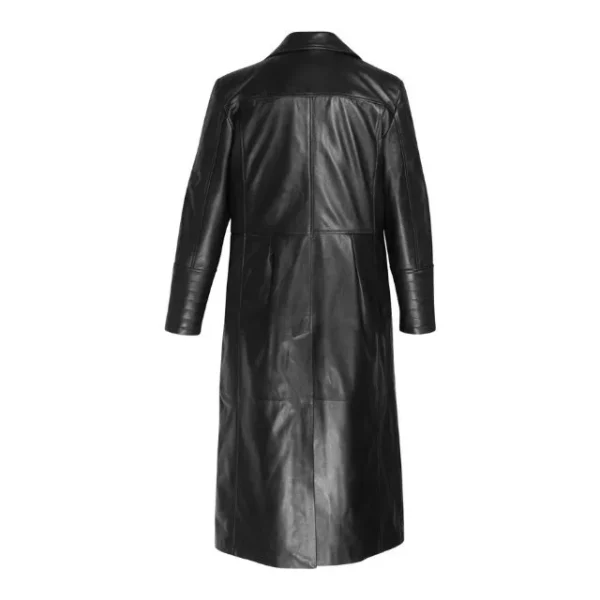 Trench in pelle nera elegante da uomo