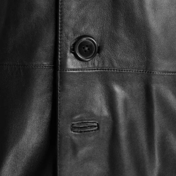 Trench in pelle nera elegante da uomo