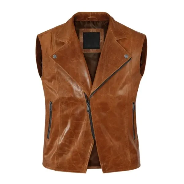 Gilet in pelle invecchiata da uomo