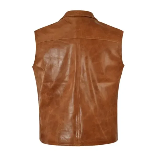 Gilet in pelle invecchiata da uomo