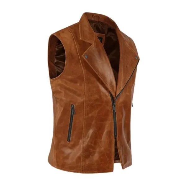 Gilet in pelle invecchiata da uomo