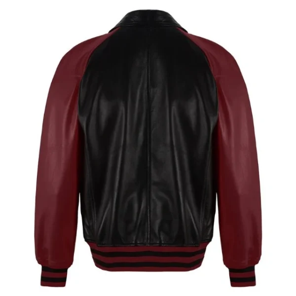 Giacca college da baseball bomber in pelle di agnello da uomo
