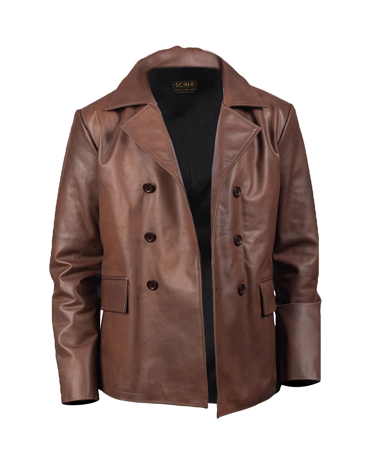 Cappotto in pelle navale