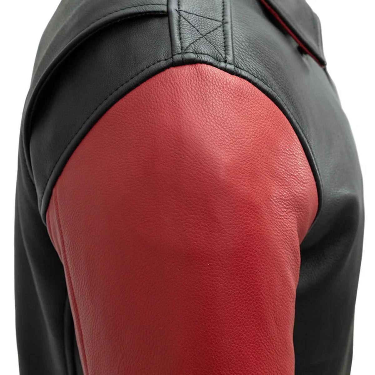 Giacca in pelle da uomo Moto Bomber bicolore