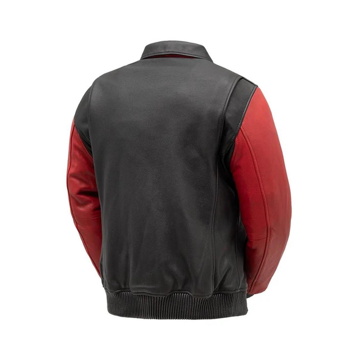 Giacca in pelle da uomo Moto Bomber bicolore