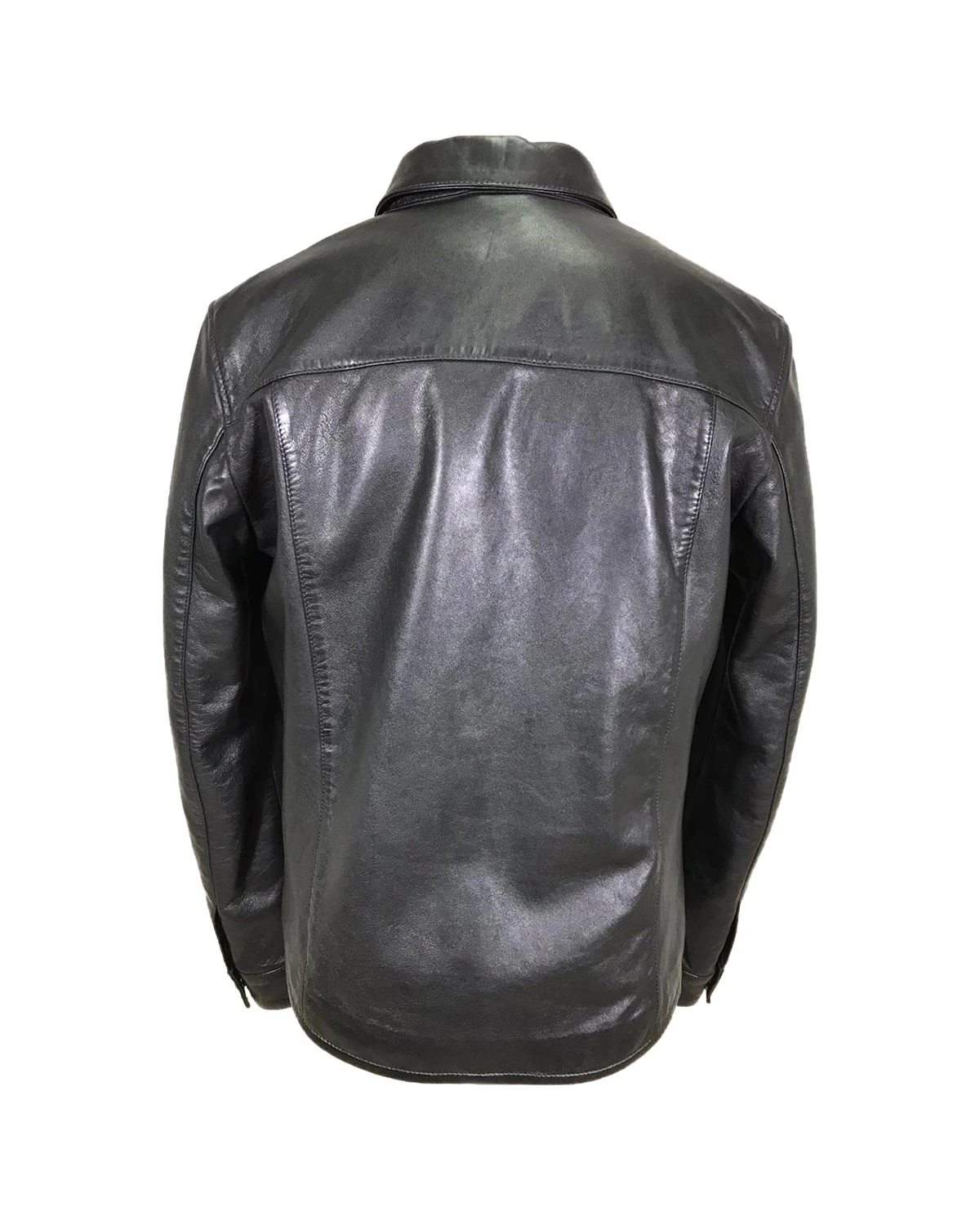 Giacca in pelle da motociclista con cintura Ravin