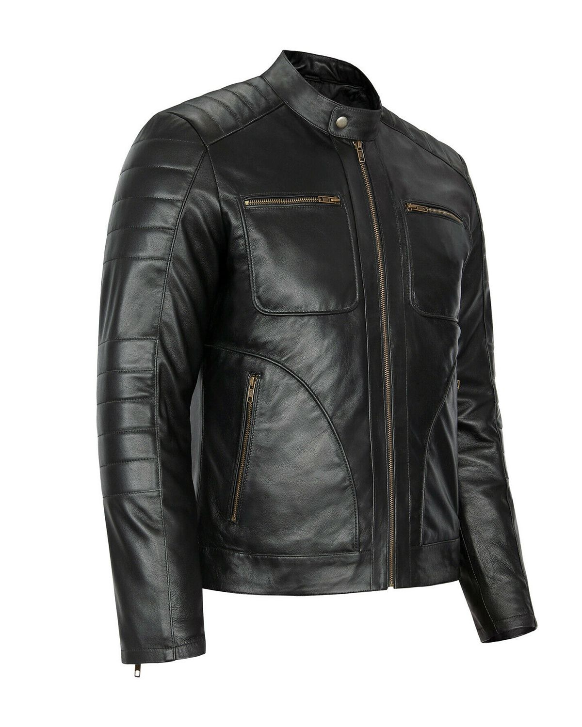 Giacca in pelle da motociclista classica Anthony