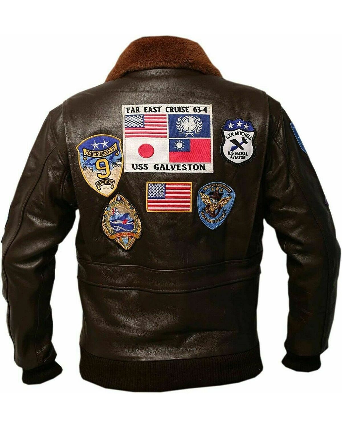 Giacca in pelle di pecora da aviatore Tom Cruise da uomo