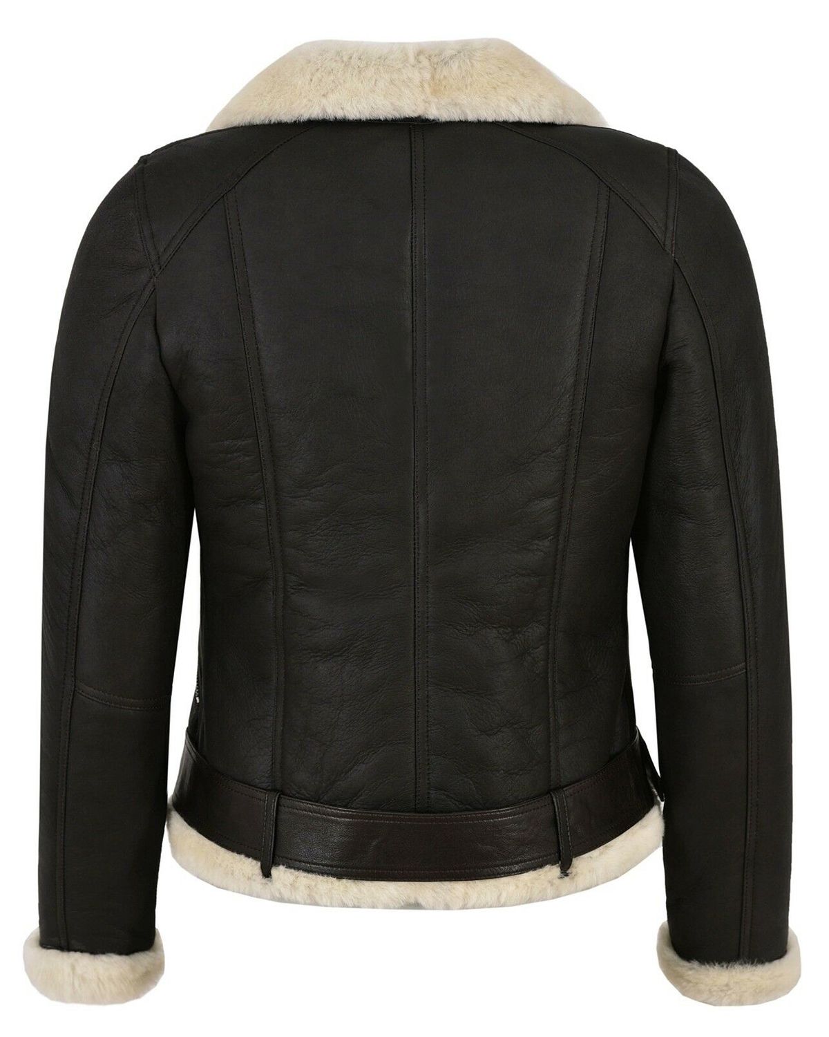 Giacca in pelle da motociclista Celia Shearling