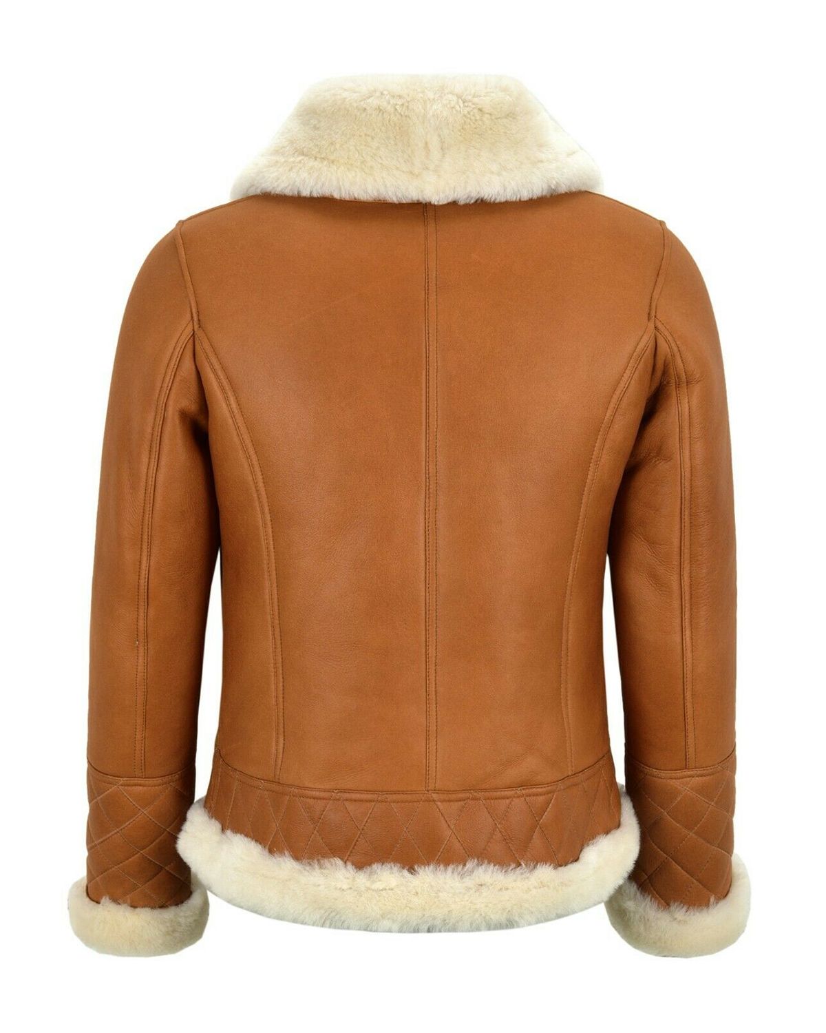 Giacca da aviatore in pelle di pecora da donna, color caramello