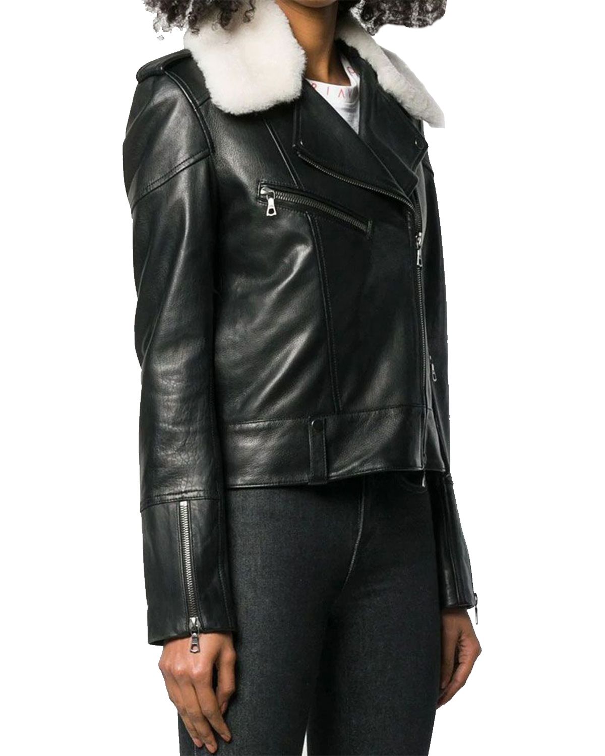 Giacca in pelle da motociclista Lara Aviator