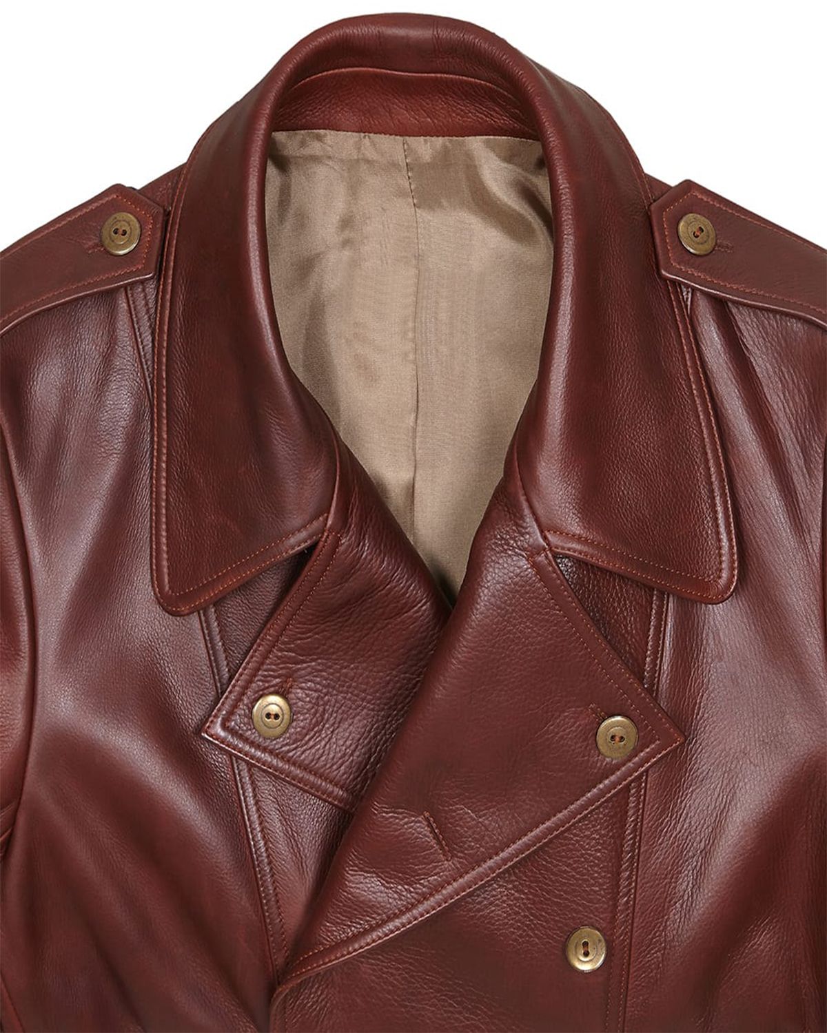 Cappotto in pelle da uomo in stile militare