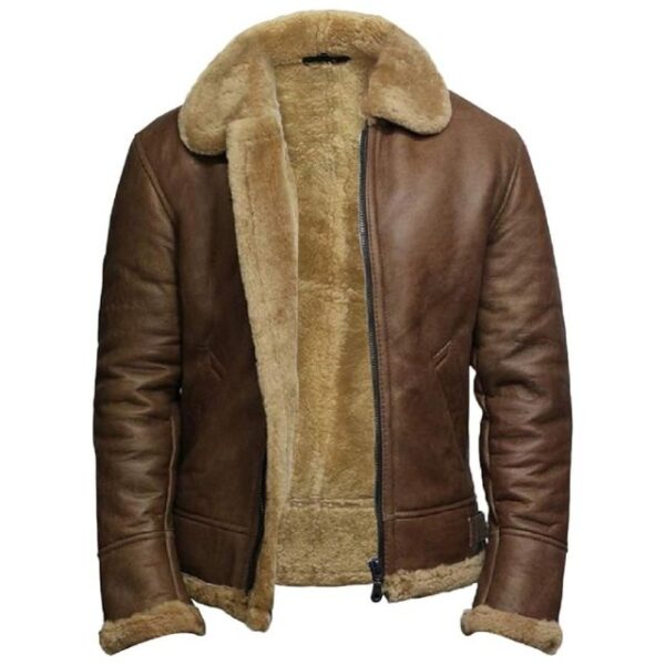 Giacca in pelle di montone marrone