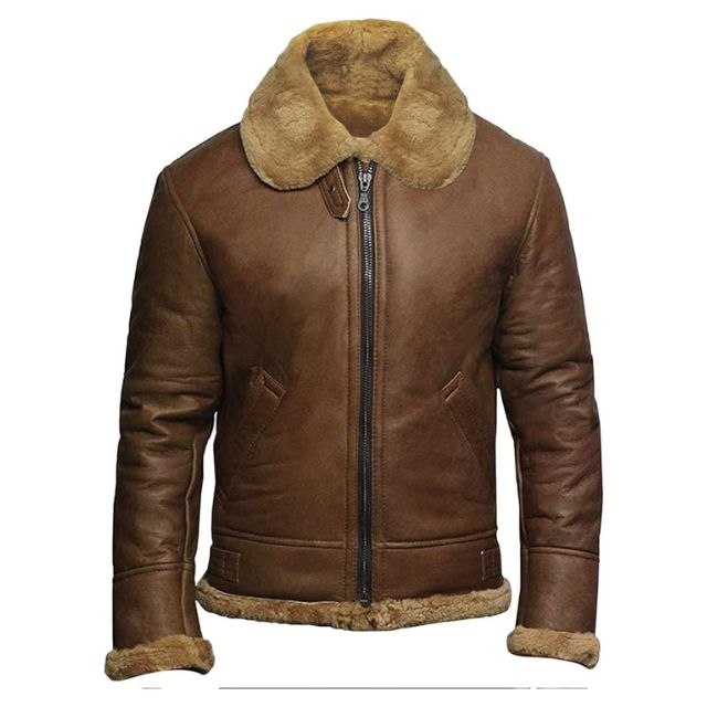 Giacca in pelle di montone marrone