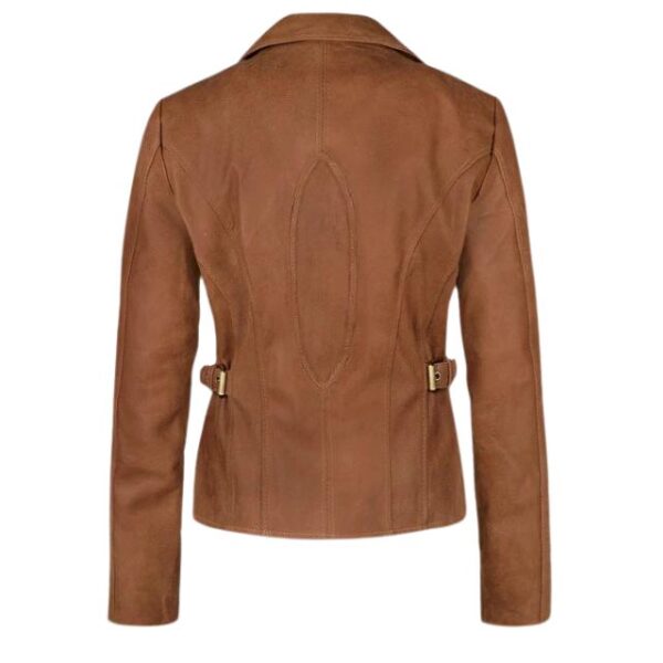 Giacca in pelle marrone vintage da donna