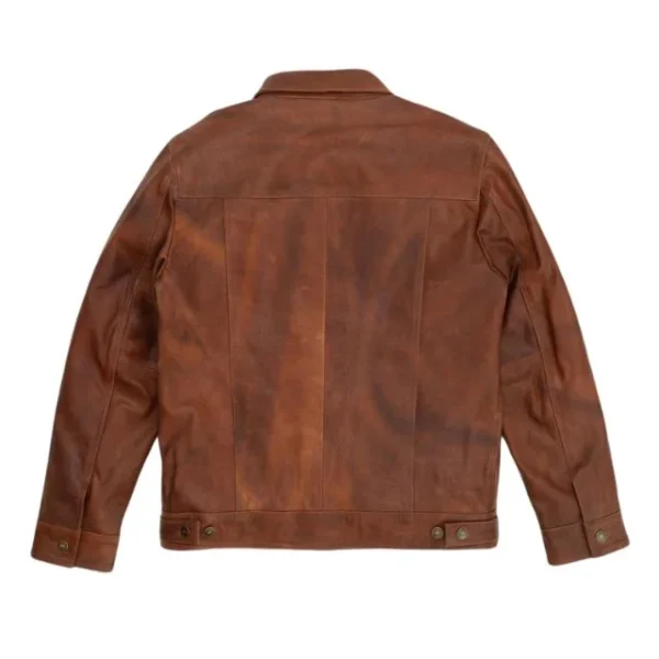 Giacca in pelle marrone vintage da uomo