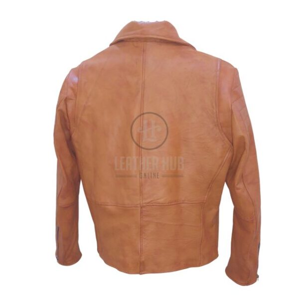 Giacca da motociclista in pelle di pecora marrone da uomo in stile Racer