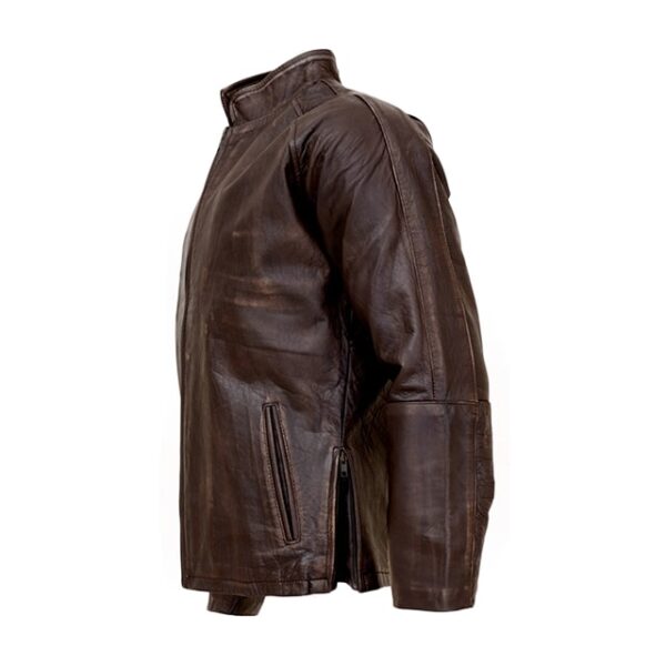 Giacca da uomo classica in pelle cerata effetto invecchiato marrone