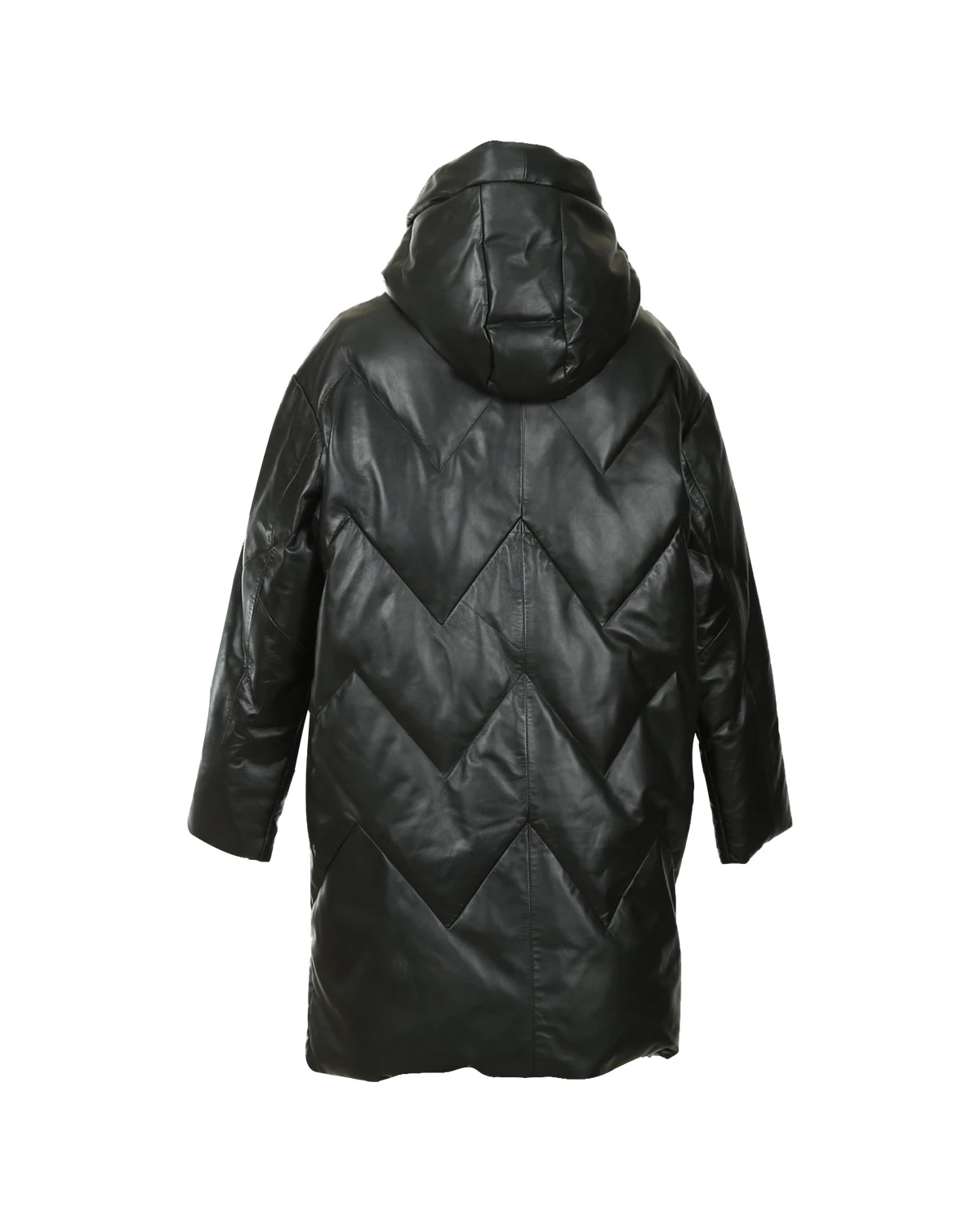 Cappotto lungo imbottito in pelle da donna