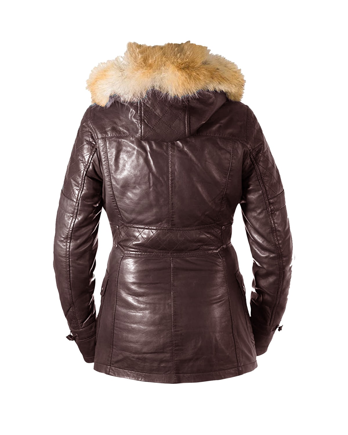 Giacca classica in pelle di montone con cappuccio B3 Bomber da donna