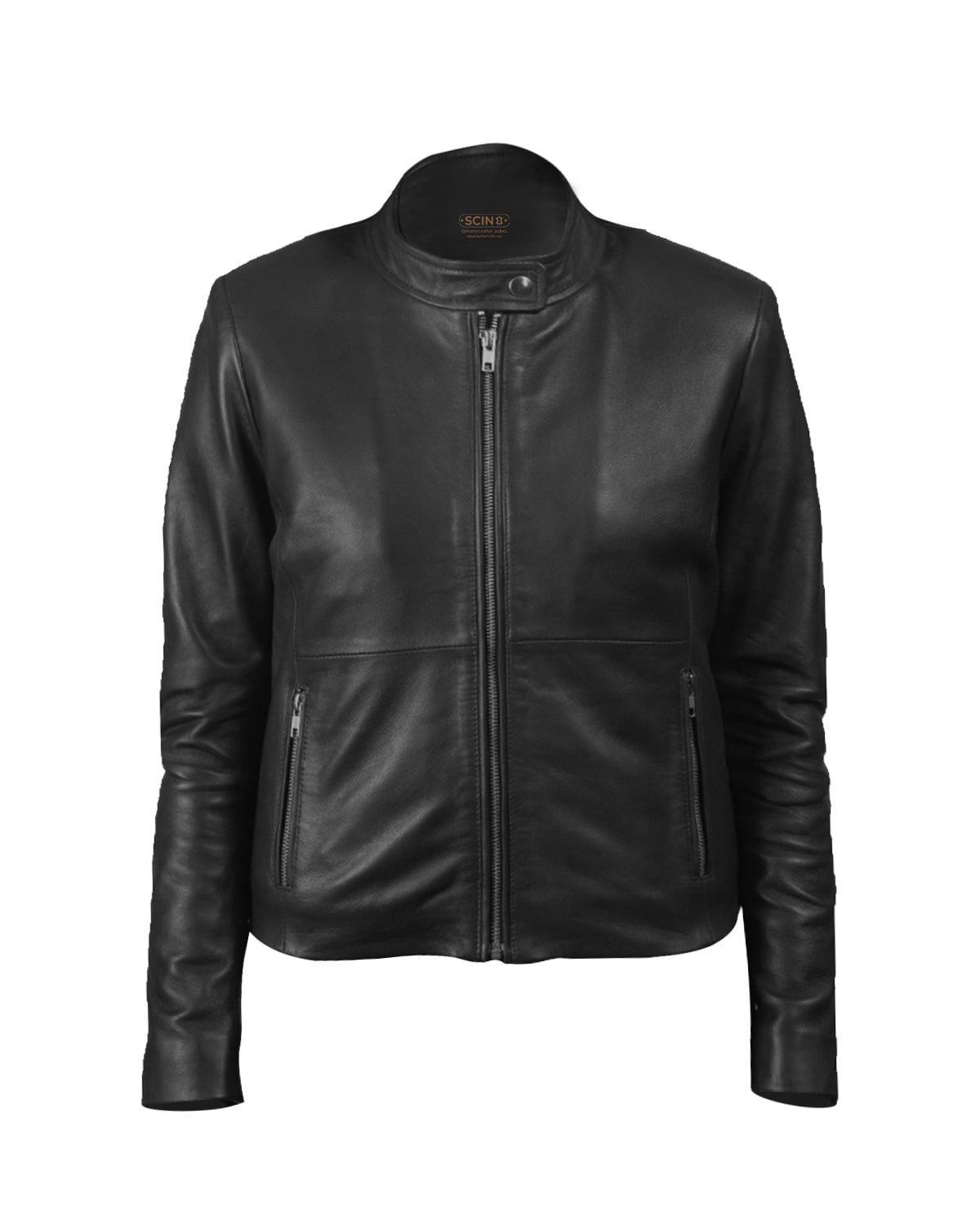 Giacca in pelle di pecora da donna Classic Cafe Rider, nera