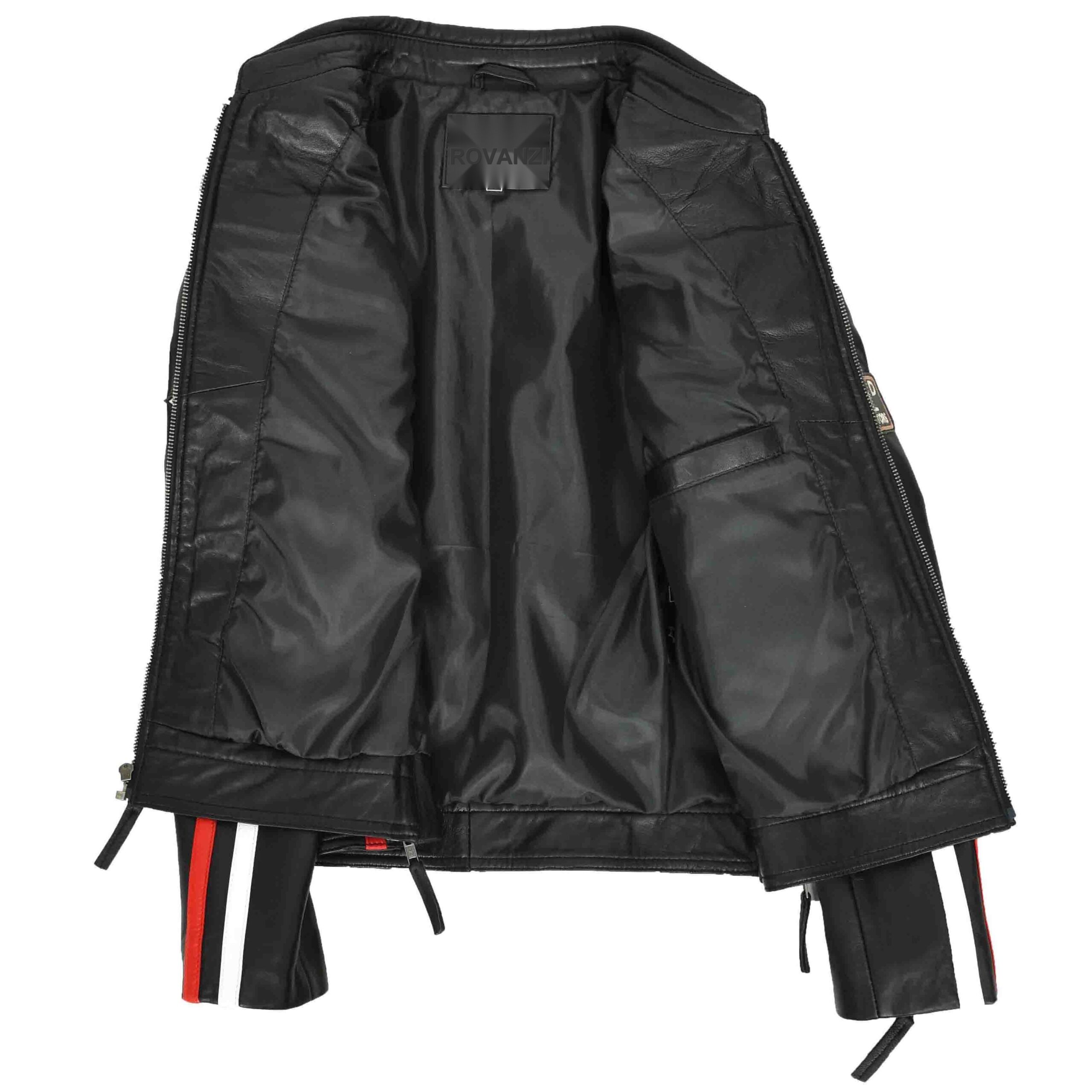 BUNERI Chaqueta Biker Cafe Racer de Cuero para Mujer Insignias Moto Negra - Imagen 6