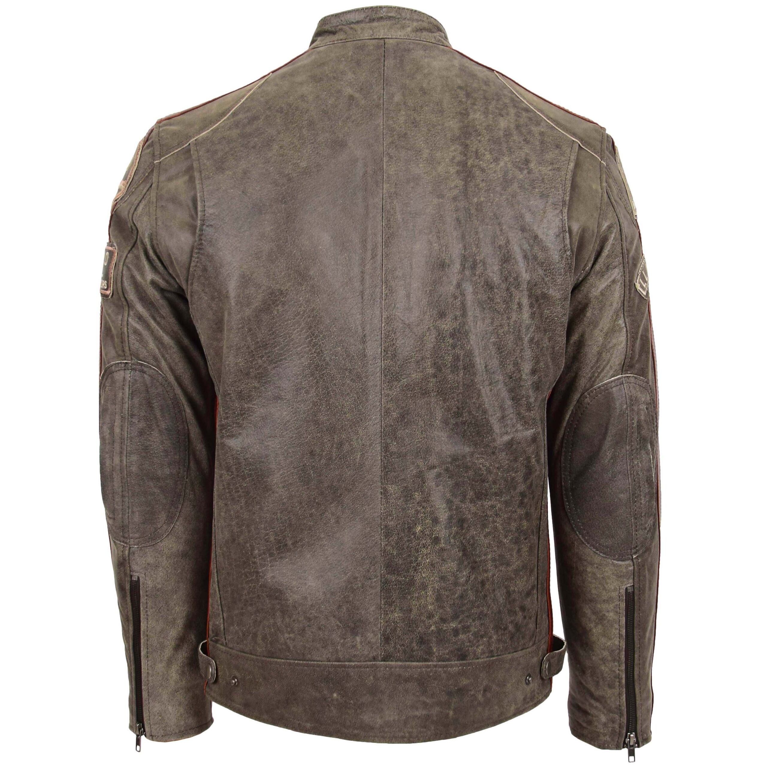 BUNERI Biker Cuero Kurt Marrón con Insignias Hombre - Imagen 2