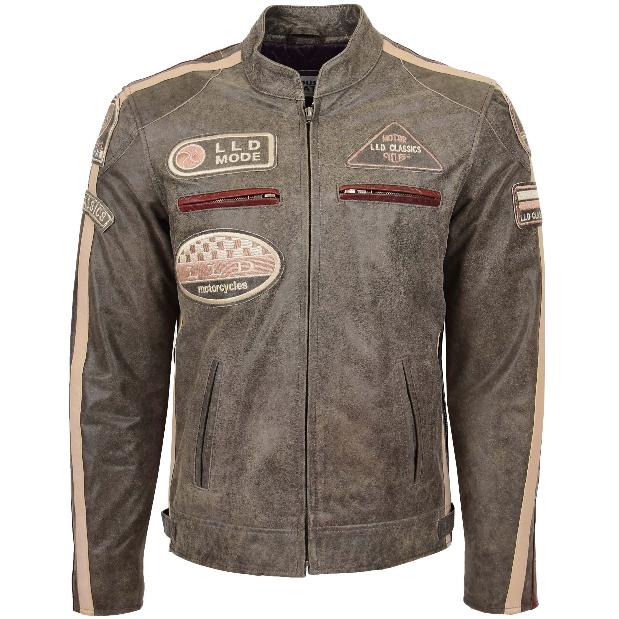 BUNERI Biker Cuero Kurt Marrón con Insignias Hombre - Imagen 3