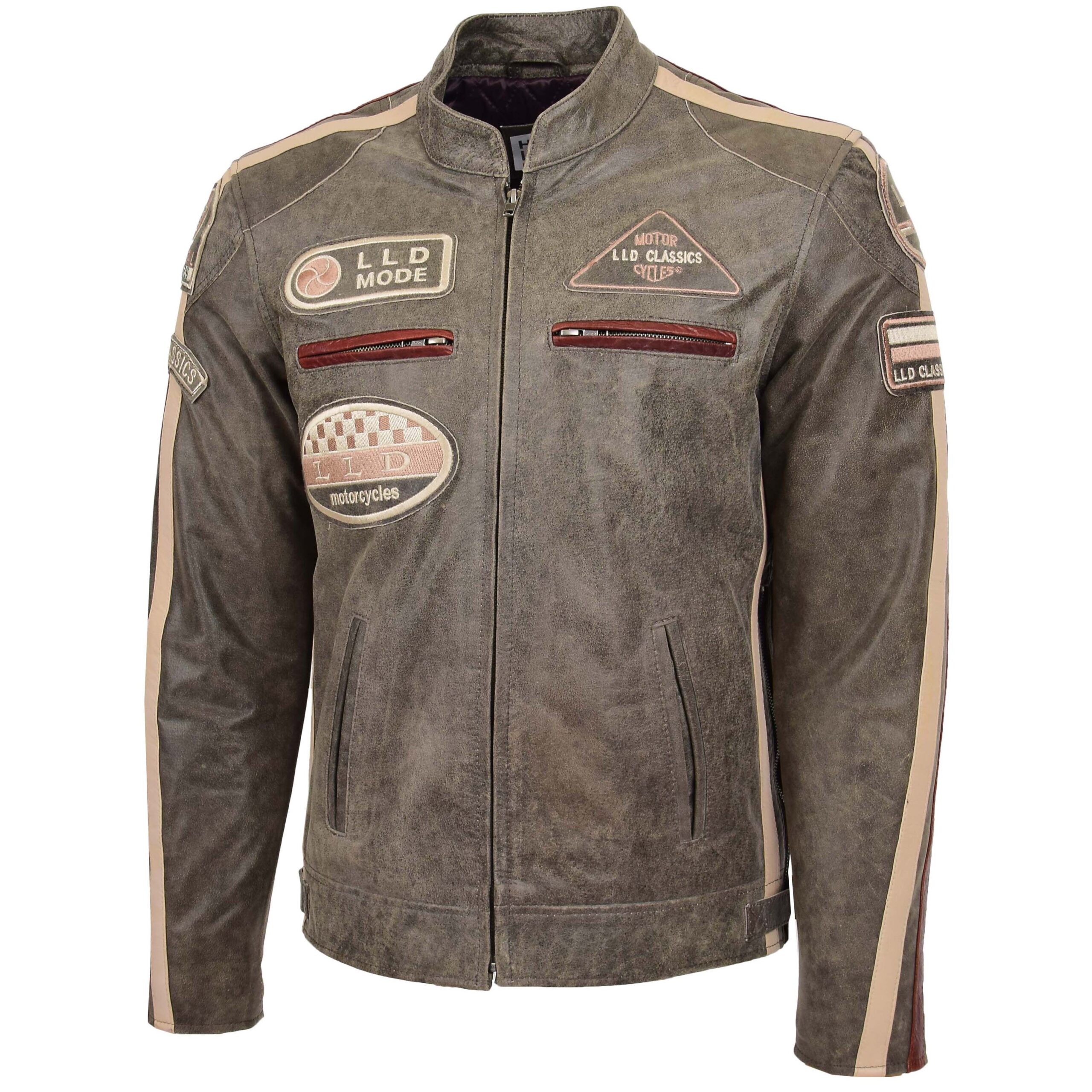 BUNERI Biker Cuero Kurt Marrón con Insignias Hombre - Imagen 4