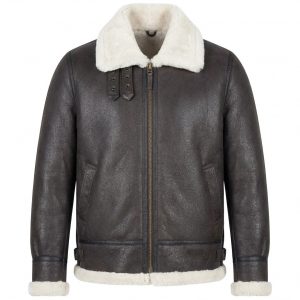 BUNERI B3 Classic Chaqueta Hombre Piel de Oveja Original Piedra Blanco Vintage