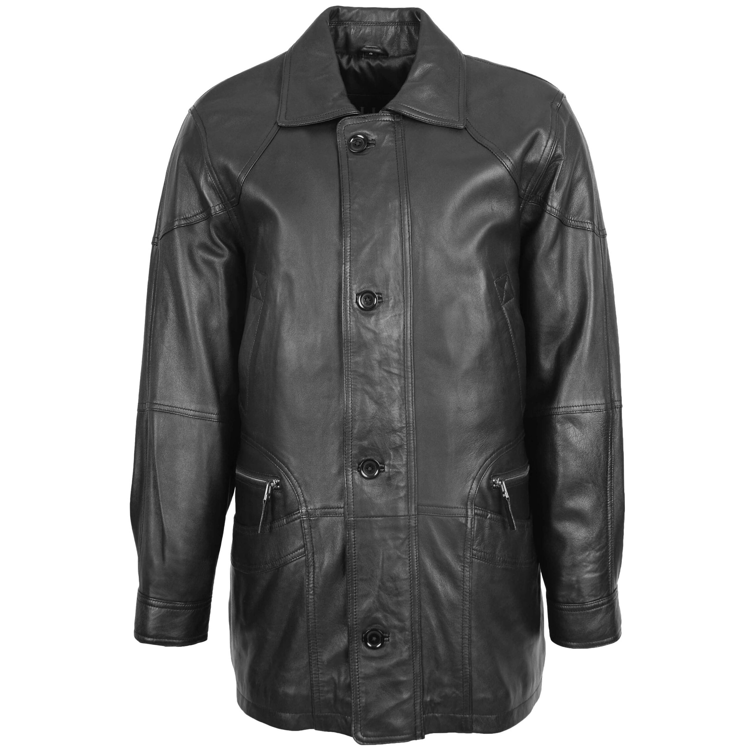 BUNERI M2 Abrigo Hombre Cuero Invierno Carro Clasico Negro - Imagen 3