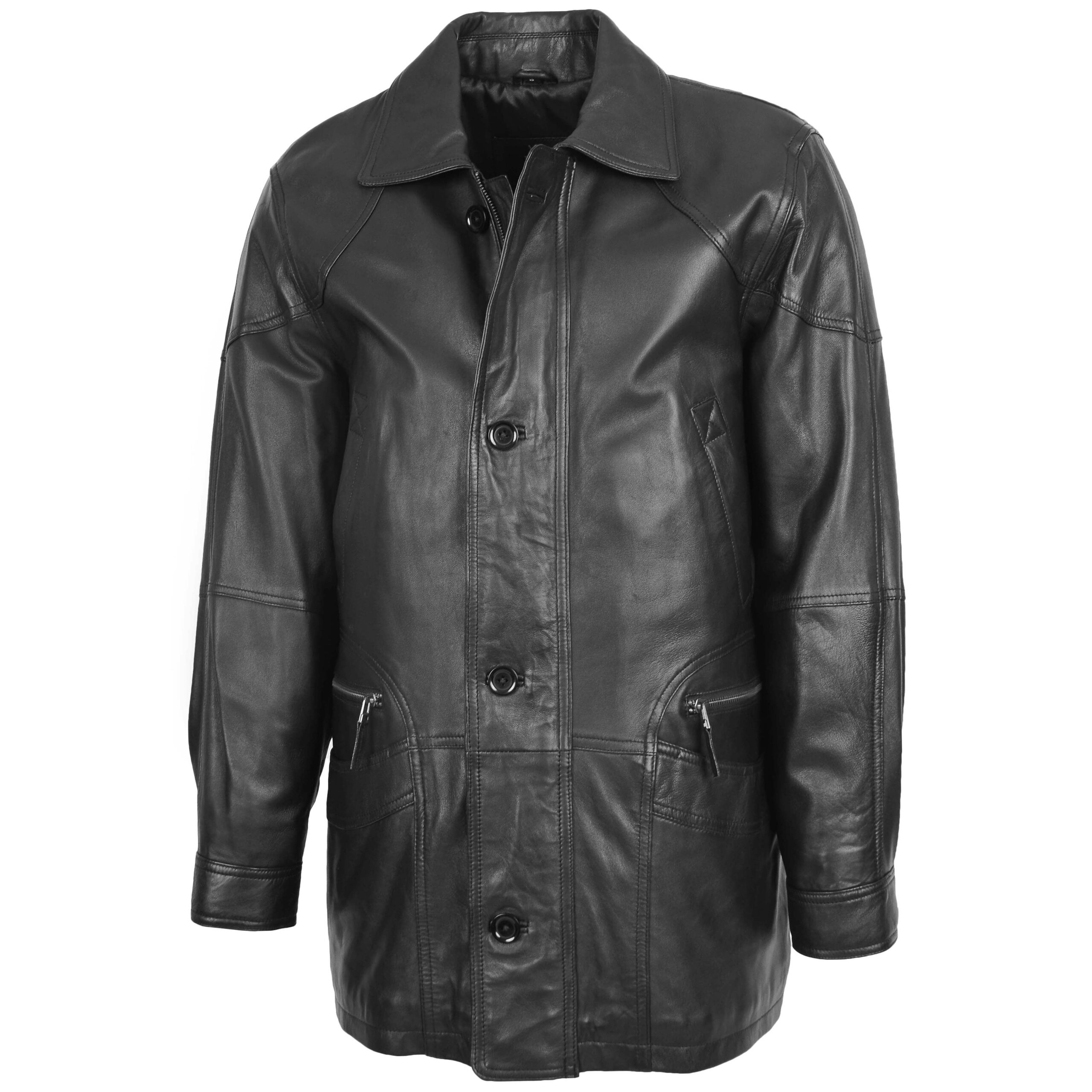 BUNERI M2 Abrigo Hombre Cuero Invierno Carro Clasico Negro - Imagen 4