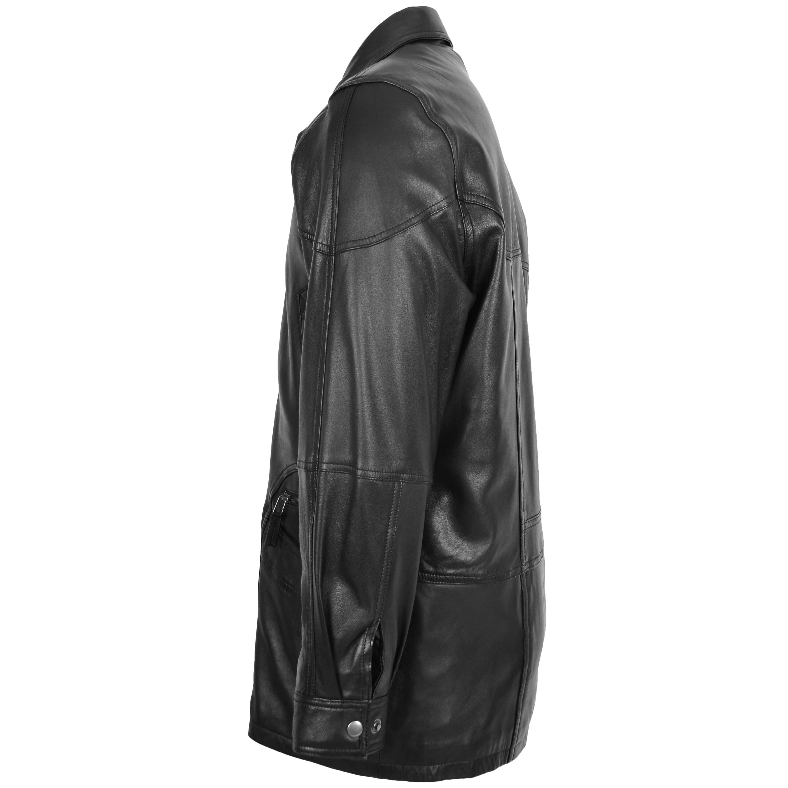 BUNERI M2 Abrigo Hombre Cuero Invierno Carro Clasico Negro - Imagen 5