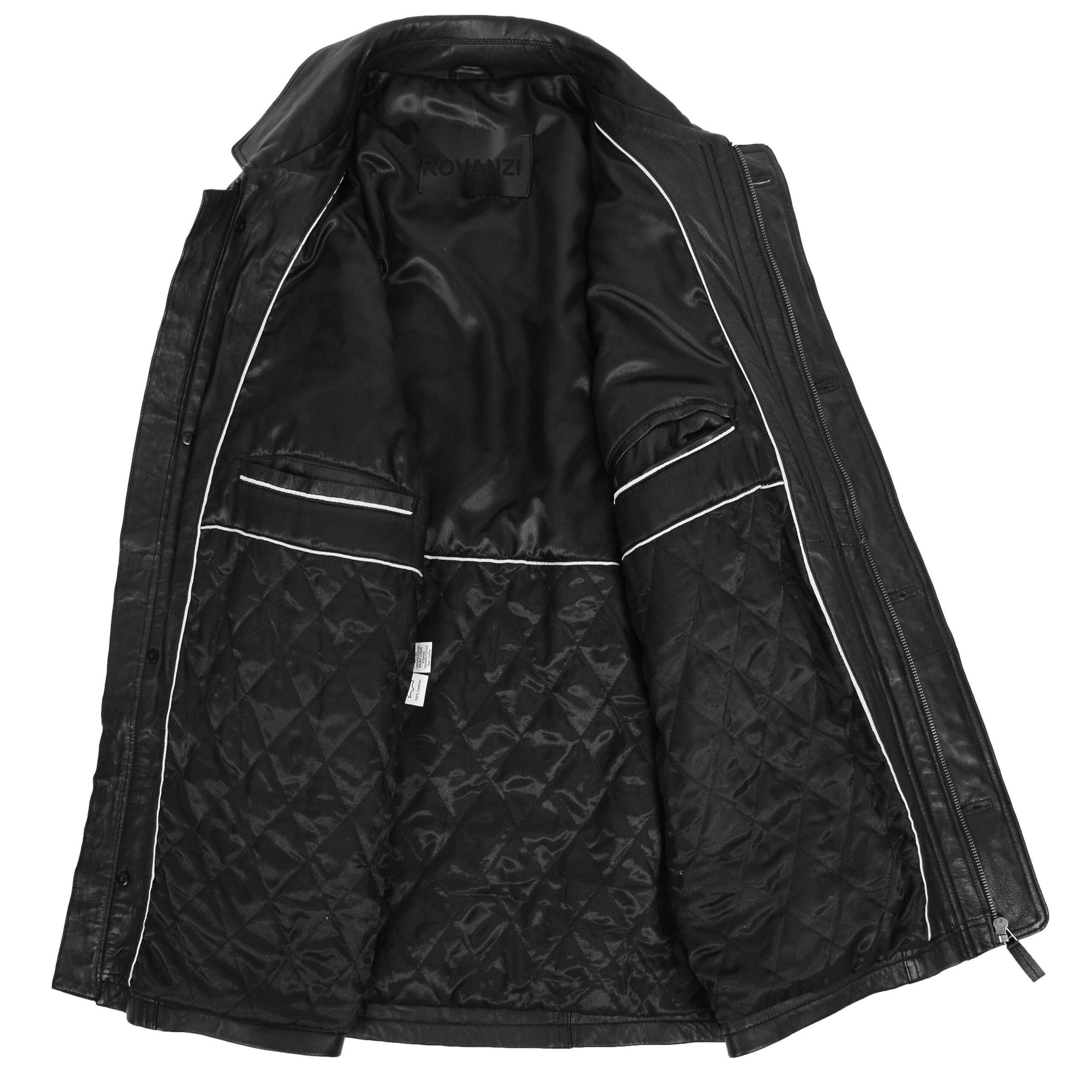 BUNERI M2 Abrigo Hombre Cuero Invierno Carro Clasico Negro - Imagen 6