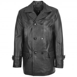 BUNERI de Cuero Salcombe Negro de Doble Botonadura