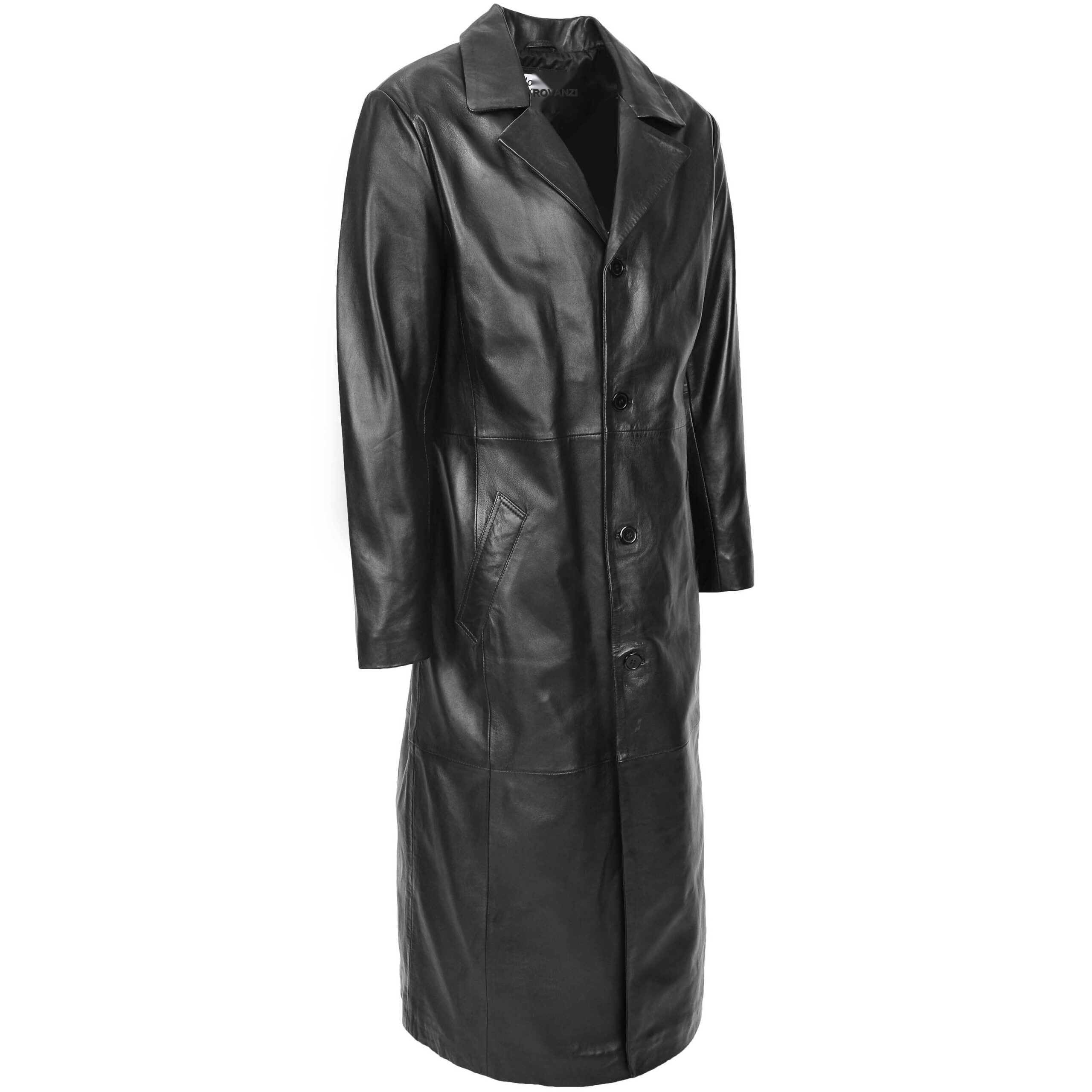 BUNERI Abrigo de Cuero de Longitud Completa para Hombre Negro - Imagen 3