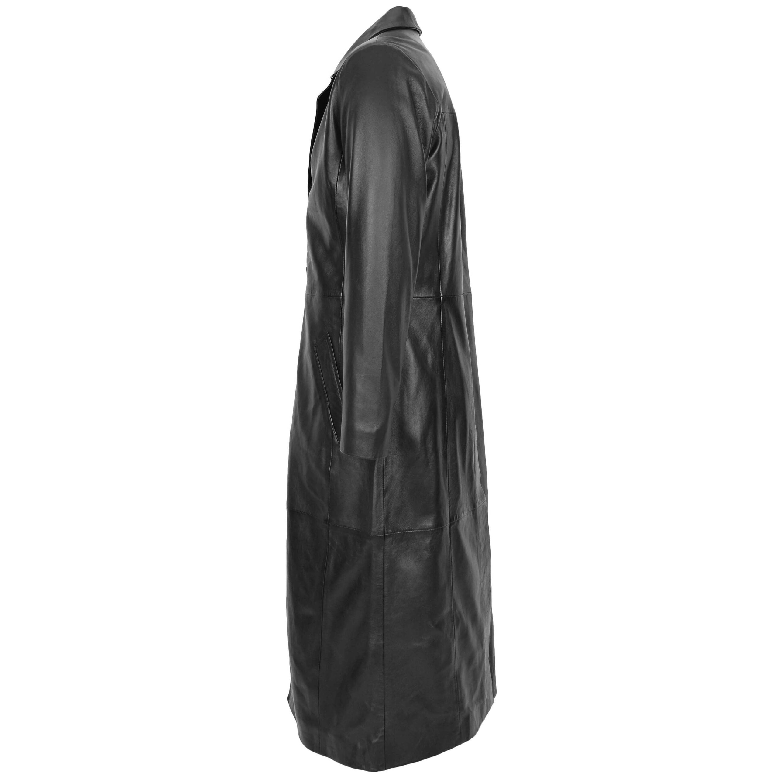 BUNERI Abrigo de Cuero de Longitud Completa para Hombre Negro - Imagen 5