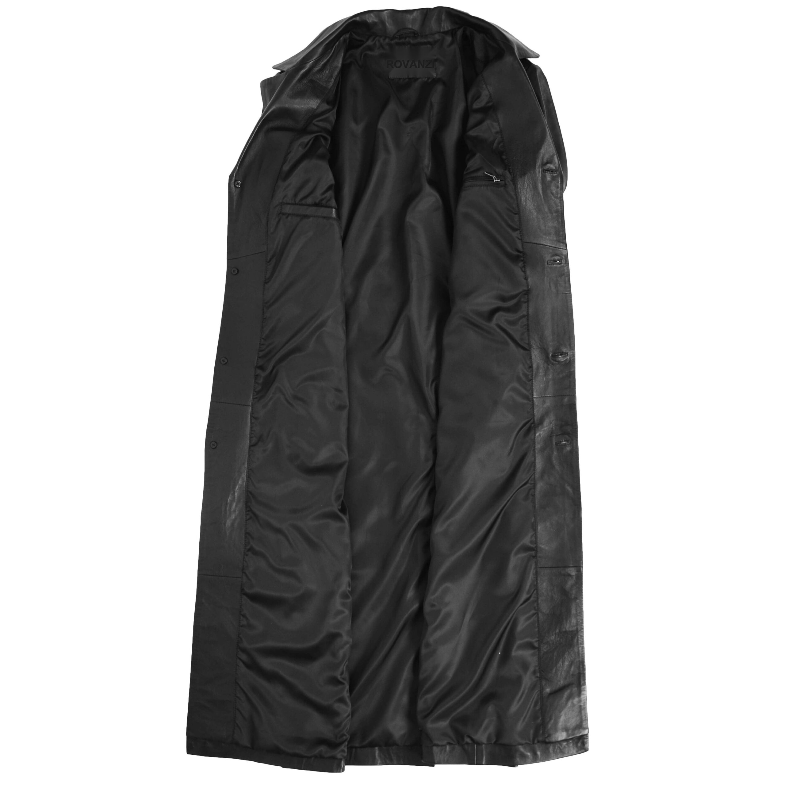 BUNERI Abrigo de Cuero de Longitud Completa para Hombre Negro - Imagen 6
