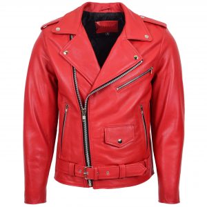 BUNERI Biker Cuero Kyle Rojo Heavy Duty Brando Hombre