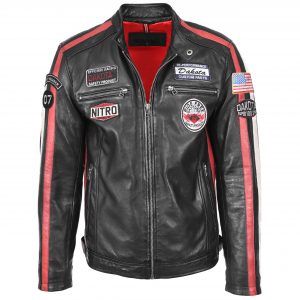 BUNERI Biker Cuero Bobby Negro Logos Motorsport Hombre