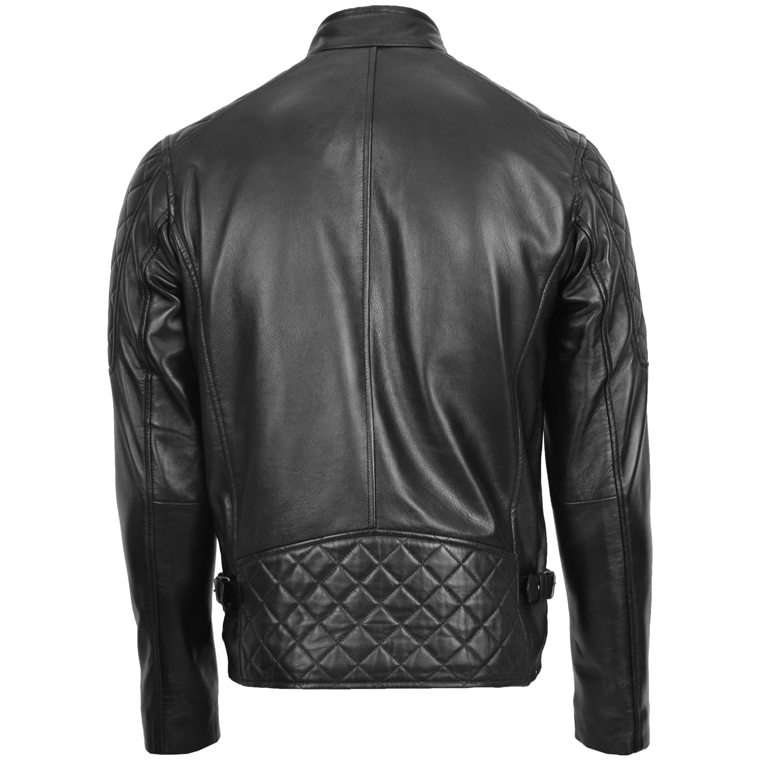 BUNERI Chaqueta Hombre Cuero Estilo Biker con Detalle Acolchado Negro - Imagen 2
