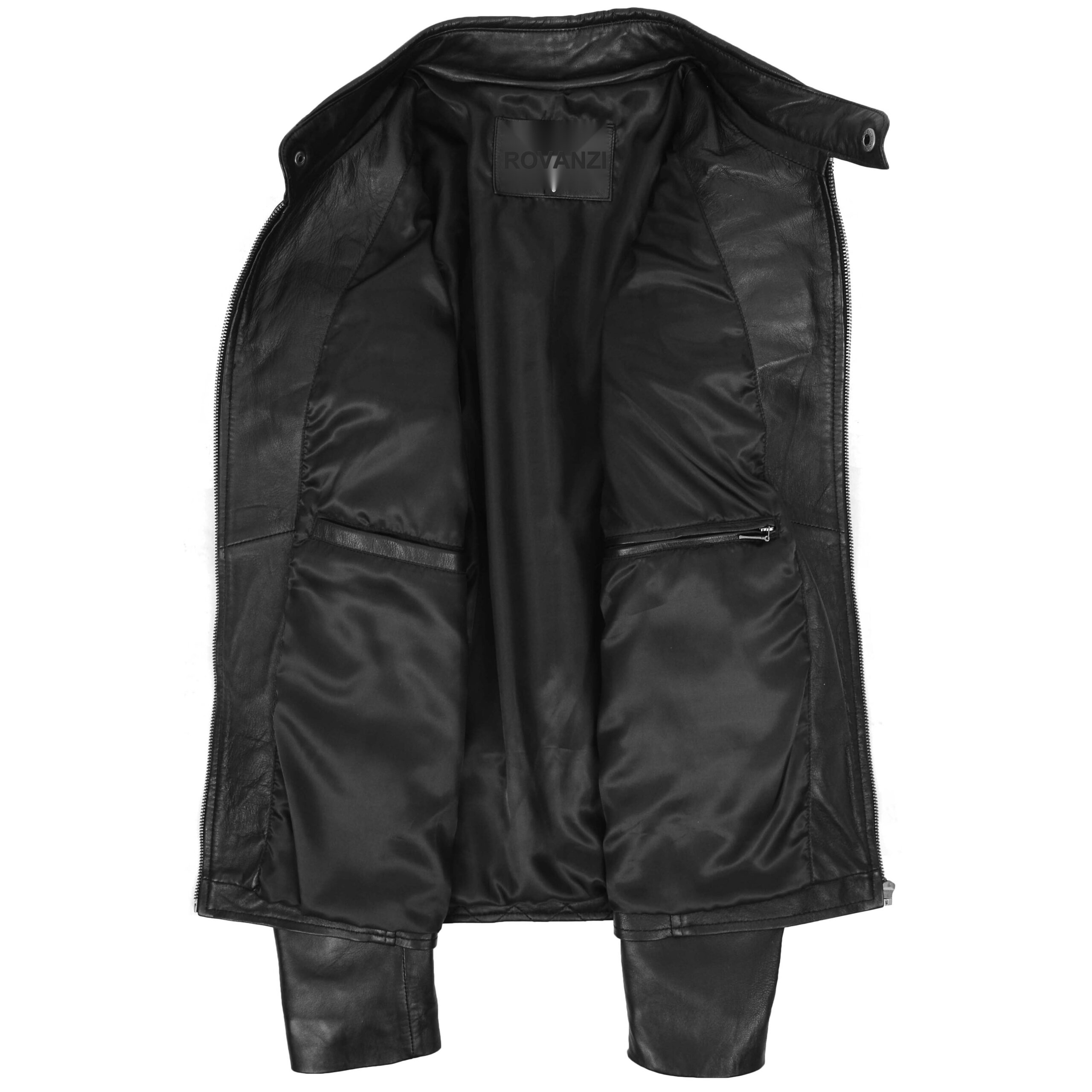 BUNERI Chaqueta Hombre Cuero Estilo Biker con Detalle Acolchado Negro - Imagen 5