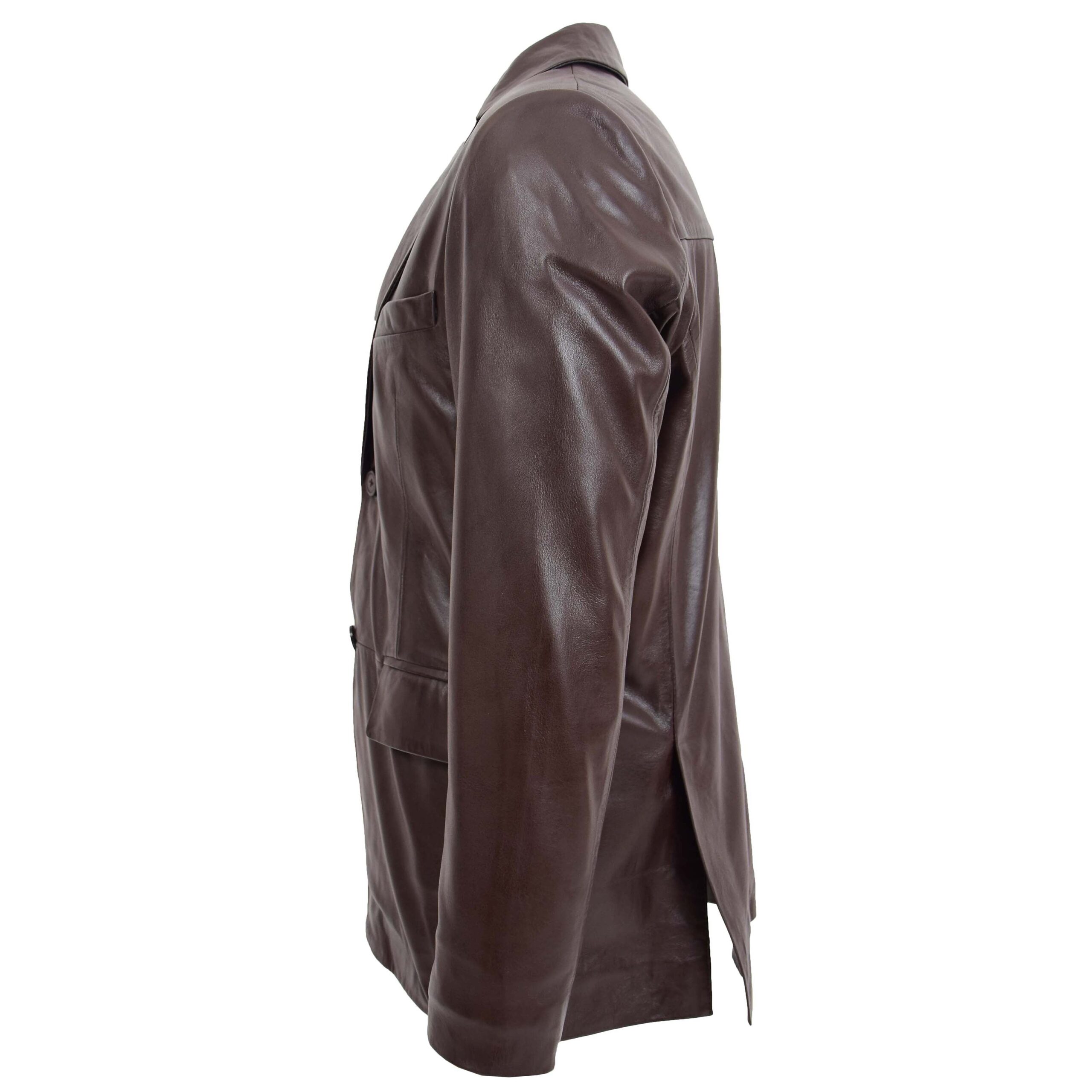 BUNERI Blazer de Cuero Dos Botones para Hombre Marrón - Imagen 5