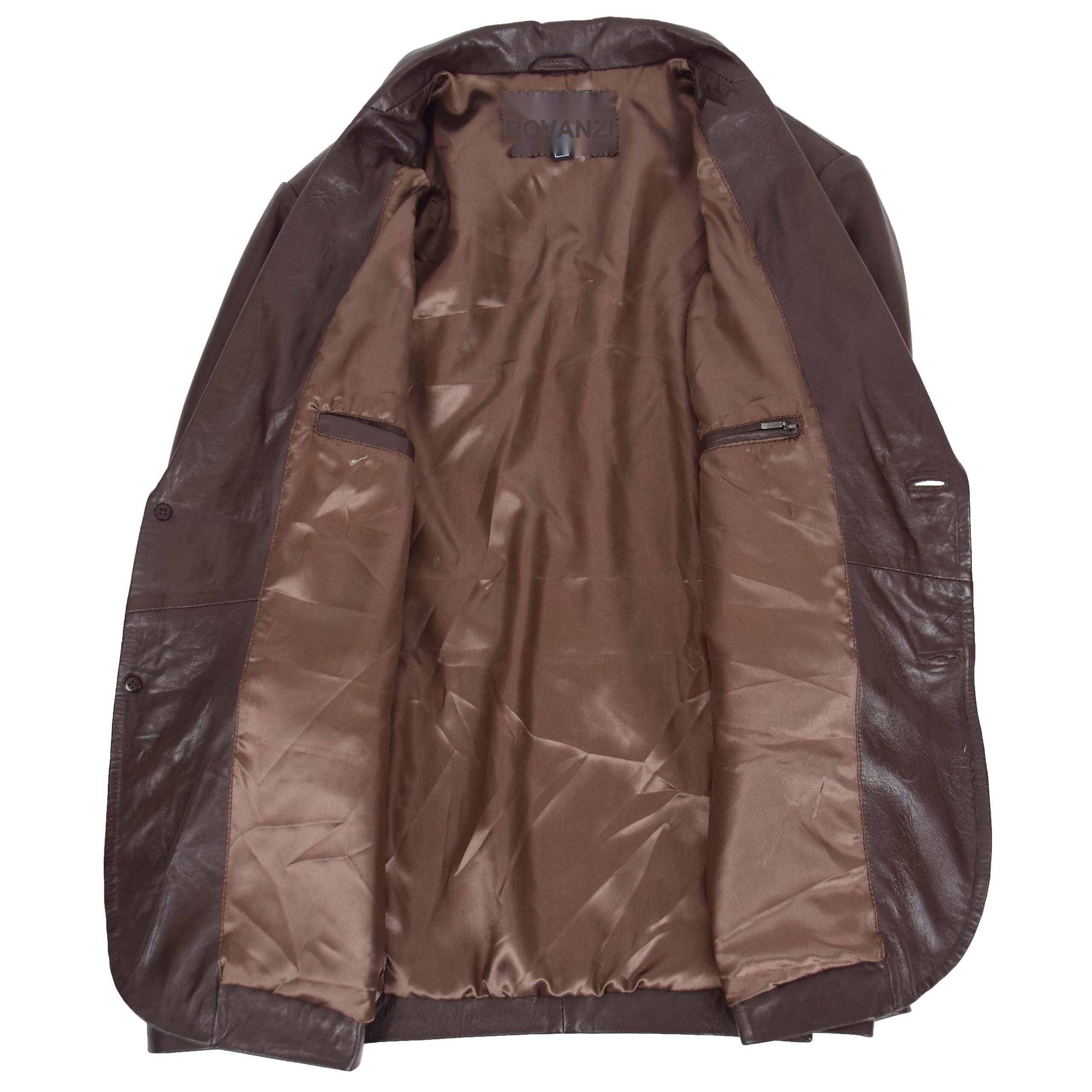 BUNERI Blazer de Cuero Dos Botones para Hombre Marrón - Imagen 6
