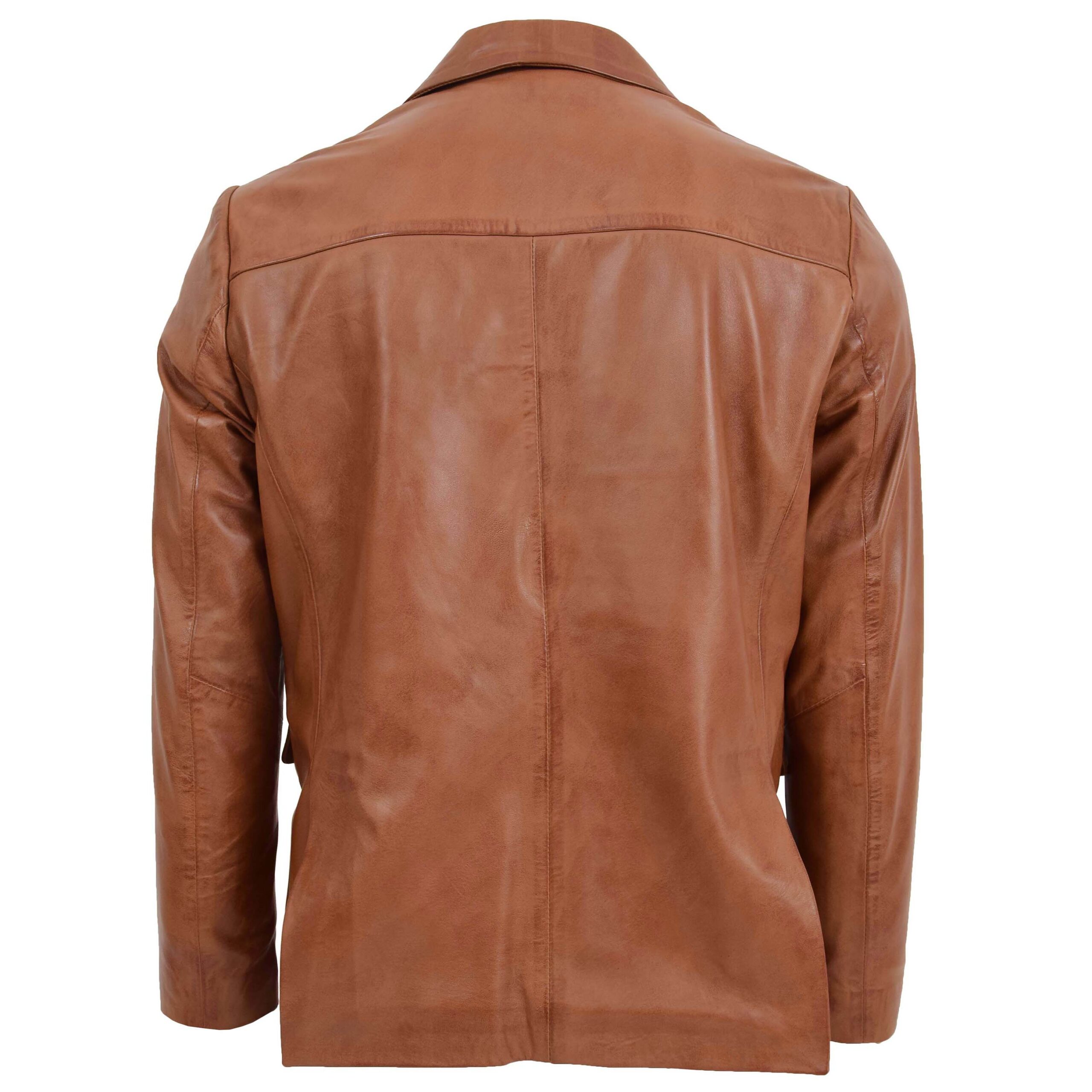 BUNERI Blazer de Cuero Tan para Hombre de Dos Botones - Imagen 2