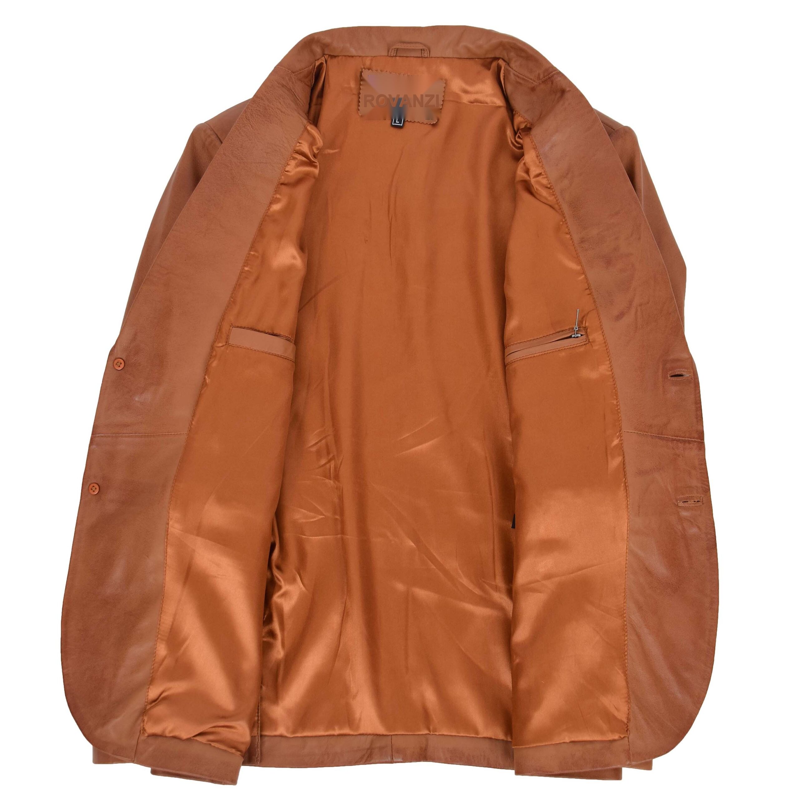 BUNERI Blazer de Cuero Tan para Hombre de Dos Botones - Imagen 6