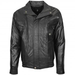 BUNERI Bomber Blouson Cuero Robert Negro