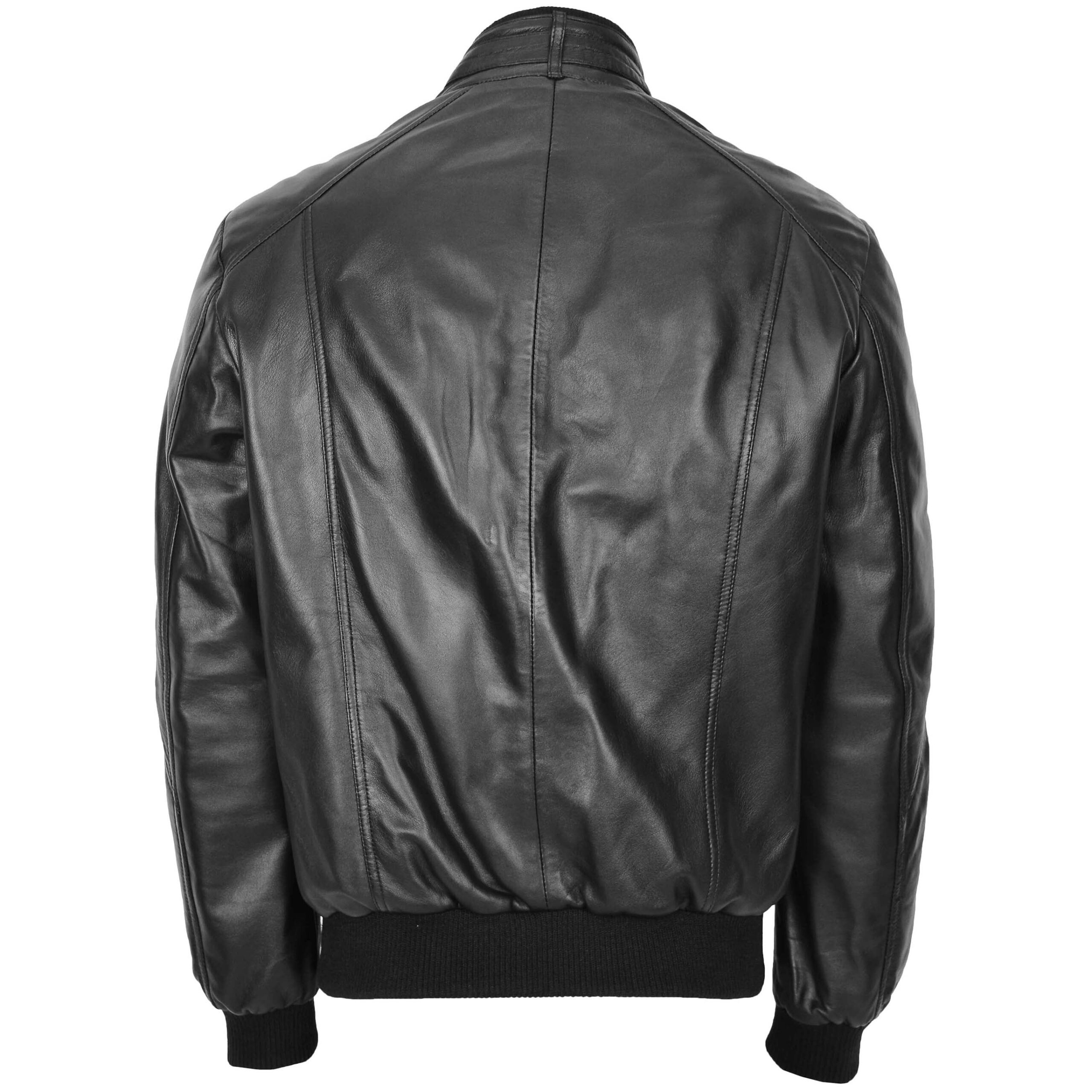 BUNERI Chaqueta Hombre Cuero Bomber Cazadora de Vuelo Negro - Imagen 2